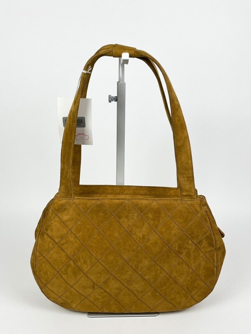 Chanel Mustard Yellow Quilted Suede Shoulder Bag Hobo Style 1999